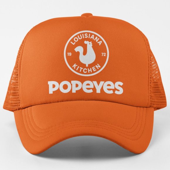 NEW Popeyes Louisiana Kitchen Foam Trucker Mesh Snapback Hat ORANGE - Picture 1 of 3